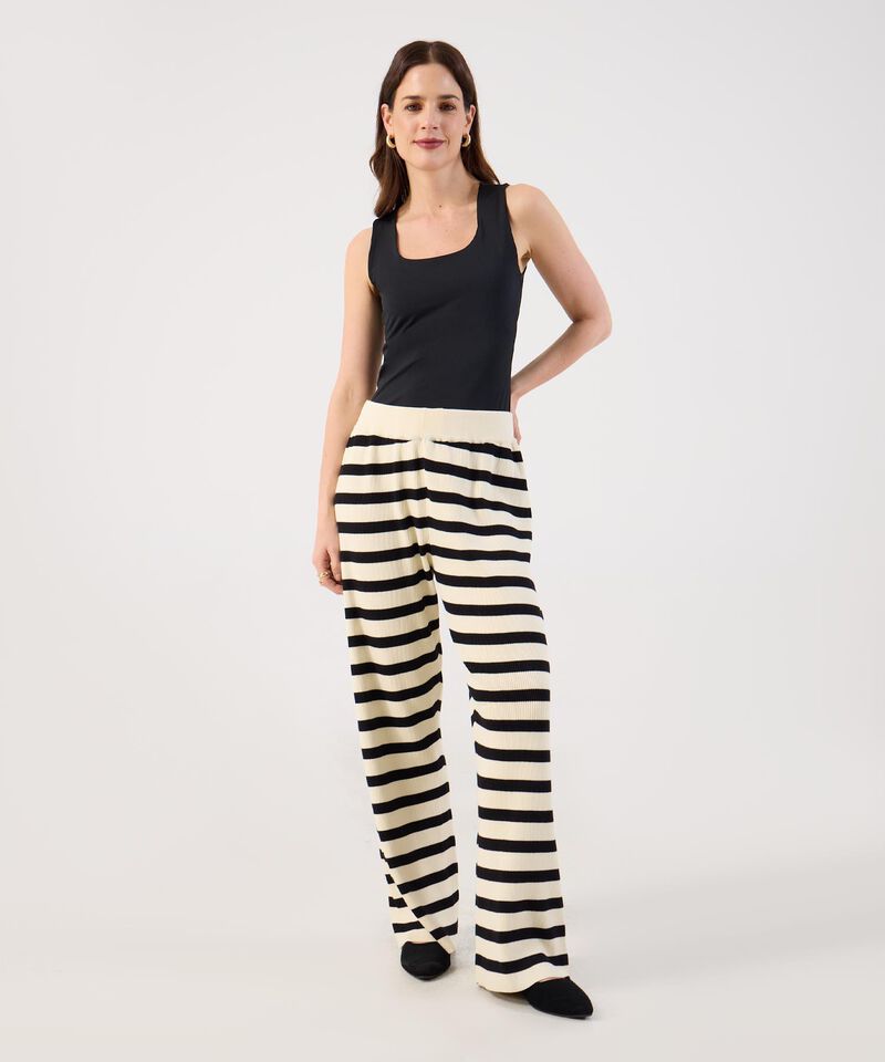 Pantal&oacute;n en Tejido de Punto Rayado para Mujer