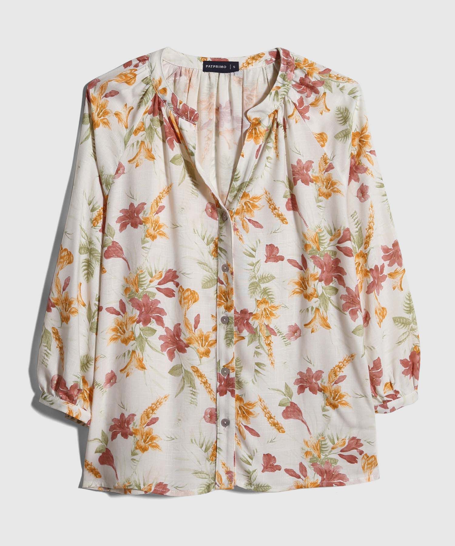 Blusa Manga Tres Cuartos Cuello Neru  Estampada