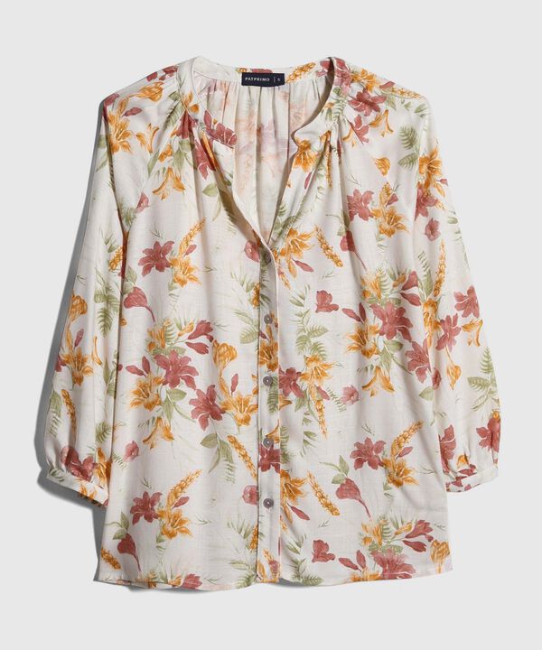 Blusa Manga Tres Cuartos Cuello Neru  Estampada