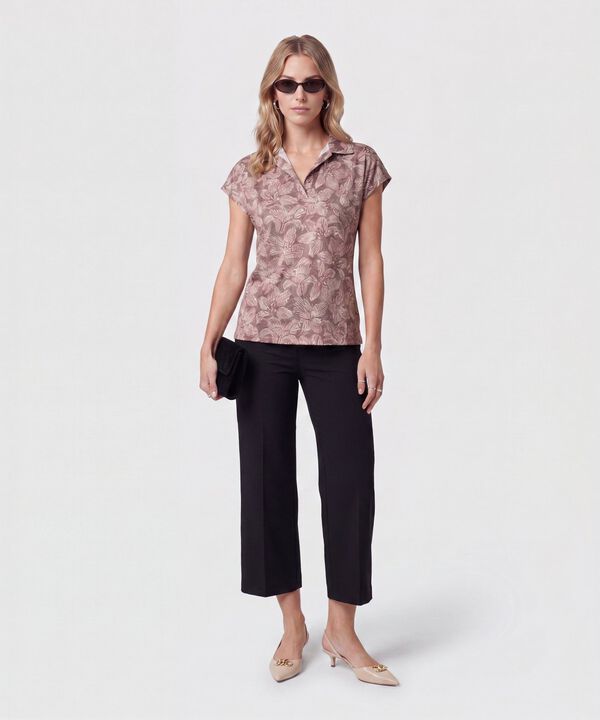 Blusa Cuello Camisero Manga Corta Para Mujer