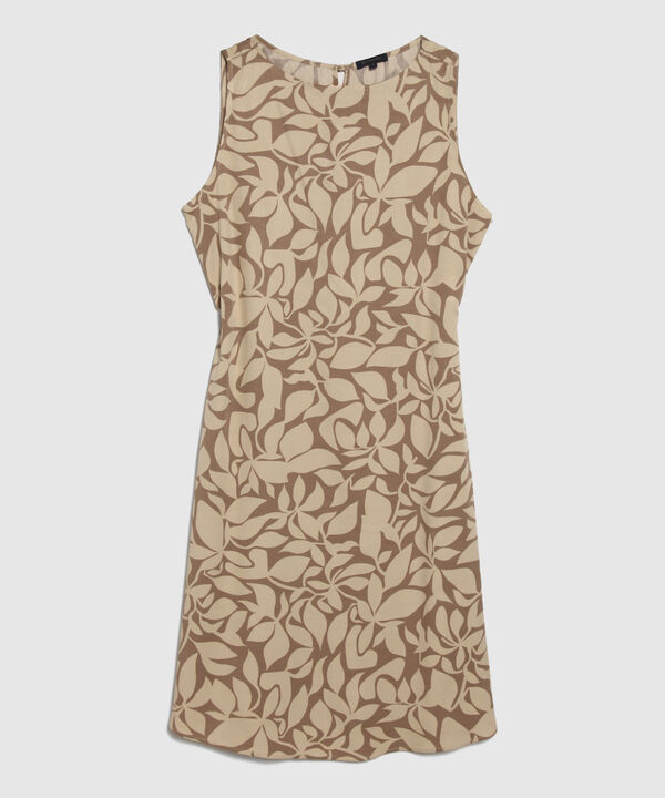 Vestido Estampado Manga Sisa Con Bolsillos Laterales