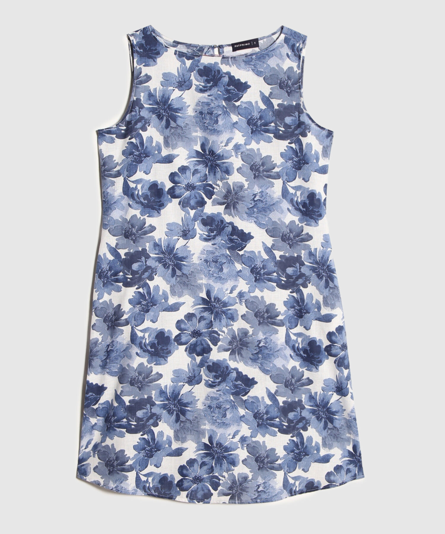 Vestido Estampado Manga Sisa Con Bolsillos Laterales