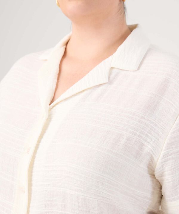 Camisa Manga Corta Cuello Solapa Para Mujer Curvy