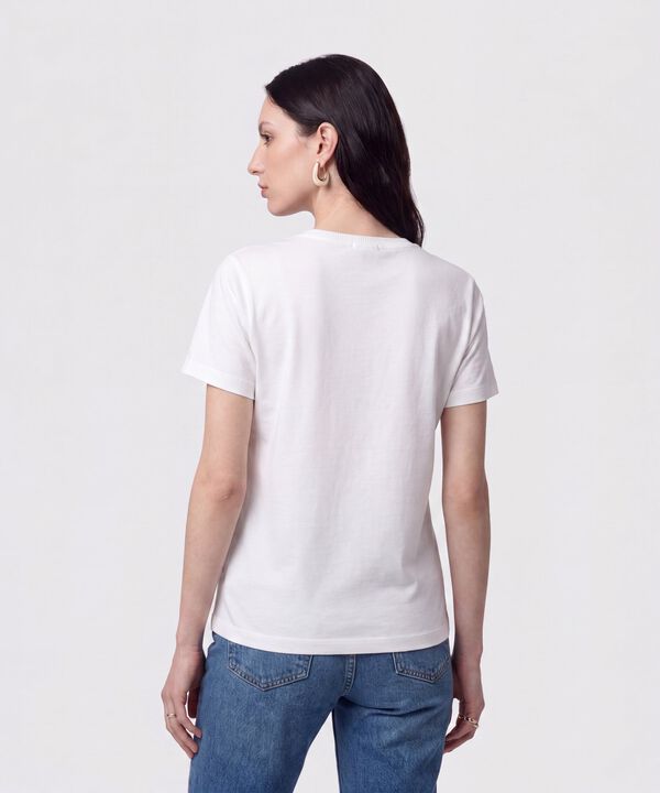 Camiseta Cuello Redondo Con Rib Para Mujer