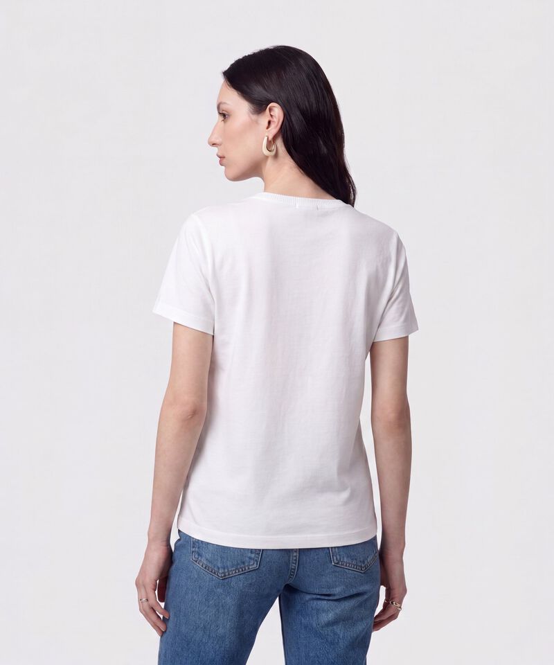 Camiseta Cuello Redondo Con Rib Para Mujer