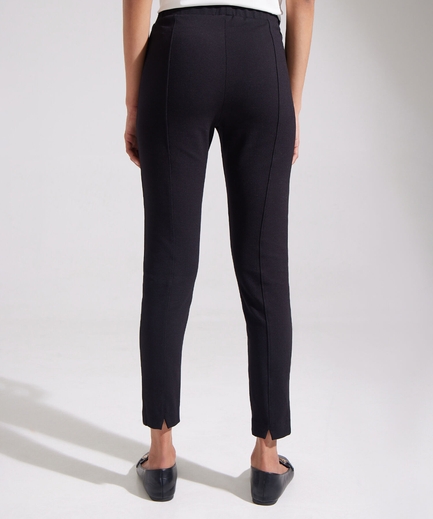 Leggings Unicolor Con Detalle De Simulación Bolsillo