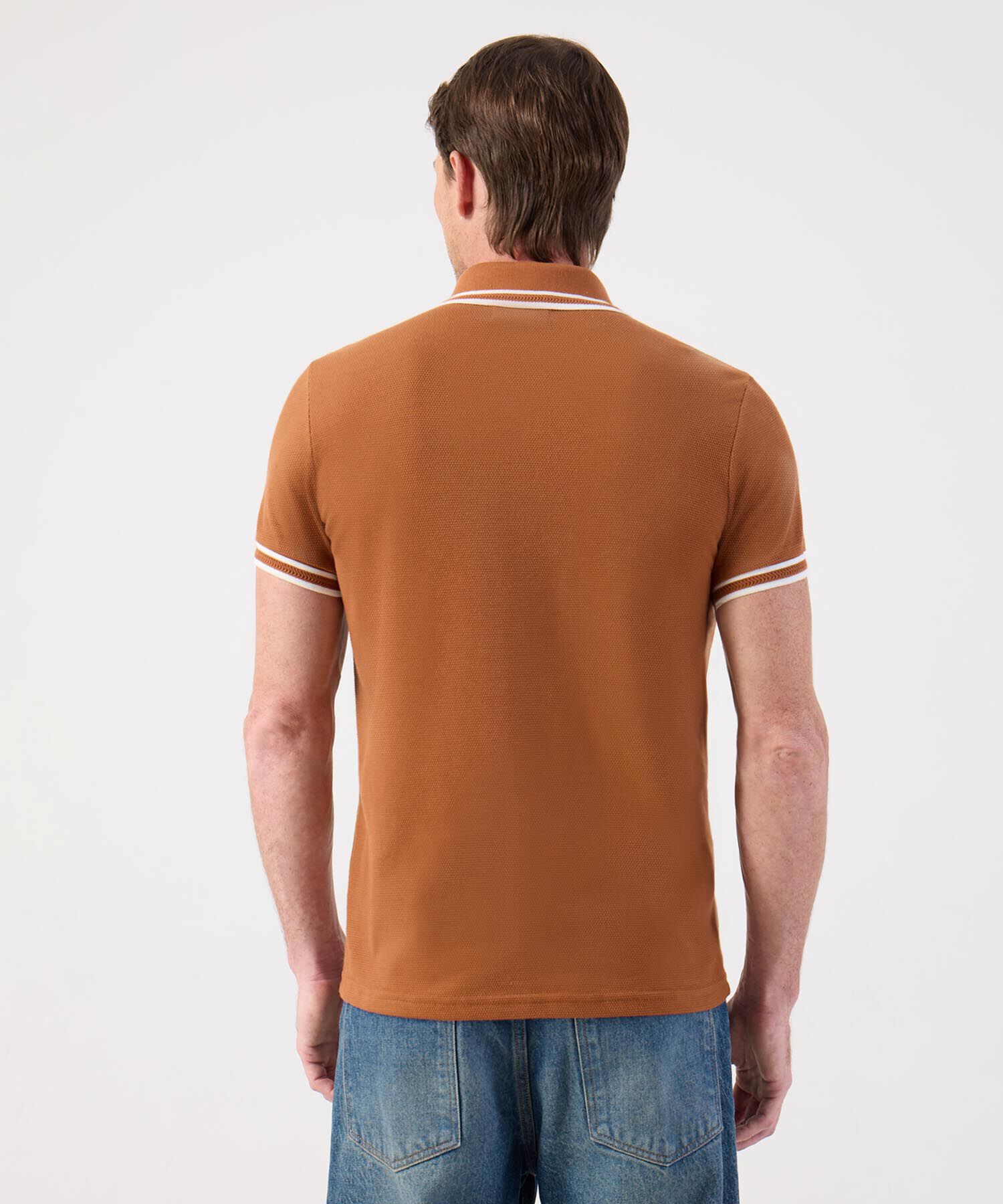 Polo Clásico con Detalles Acanalados en Contraste Para Hombre