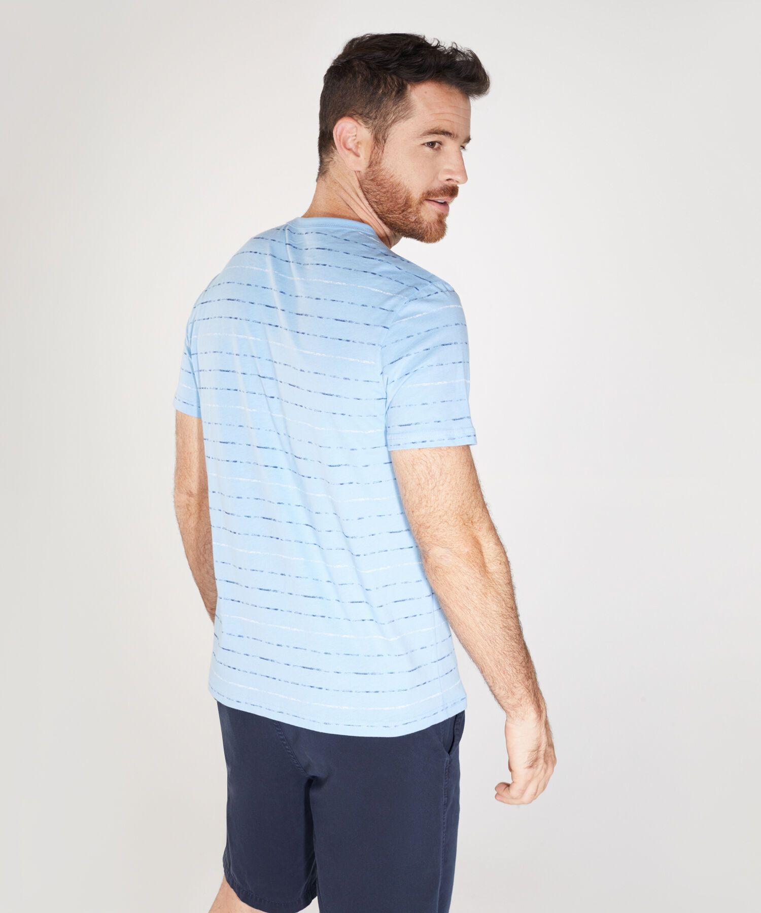 Camiseta Estampada Manga Corta, Cuello Redondo En Rib, Traveling Wave Línea Moda
