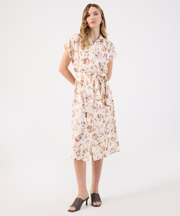 Vestido Camisero Estampado Mujer Con Cinturón image number null