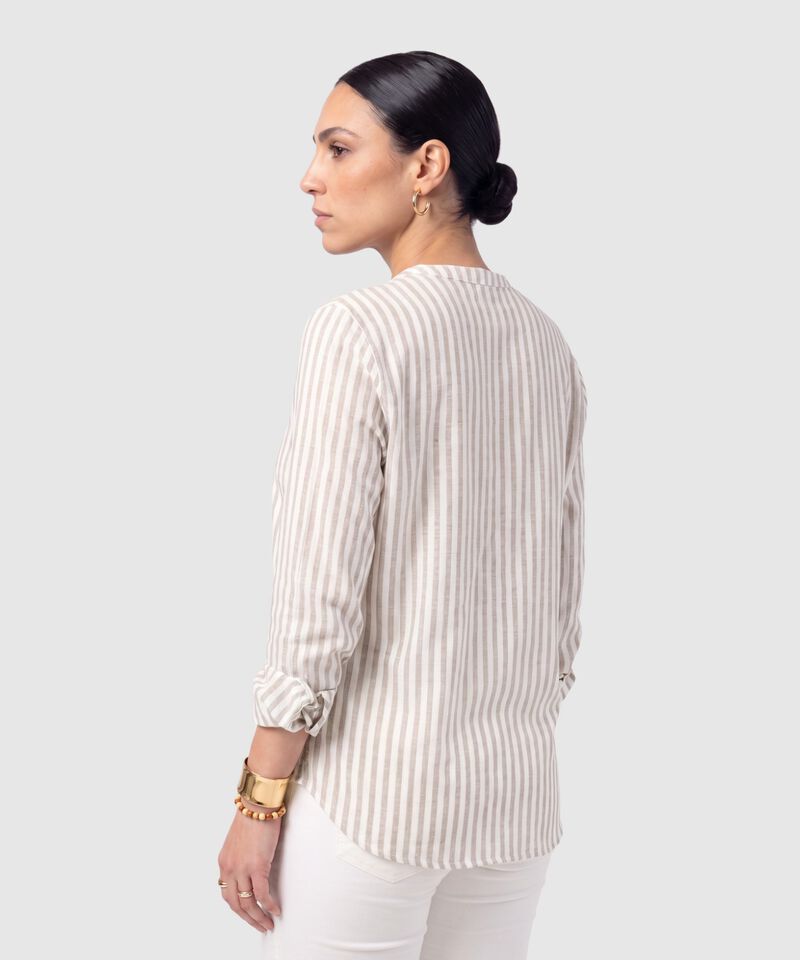 Blusa Manga Larga Con Botones Para Mujer