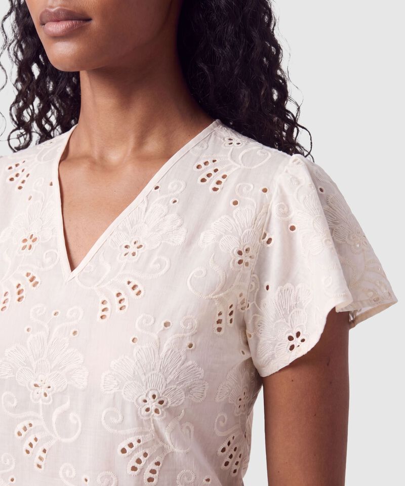 Blusa Con Escote V Y Manga Corta Para Mujer