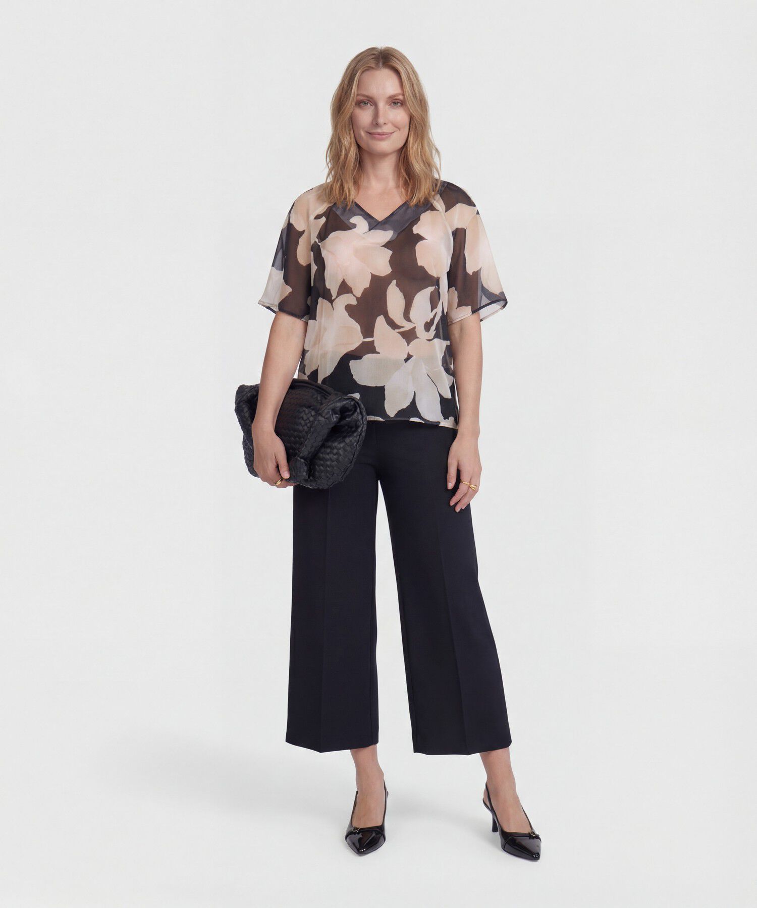 Blusa de Manga Campana y Escote en V para Mujer