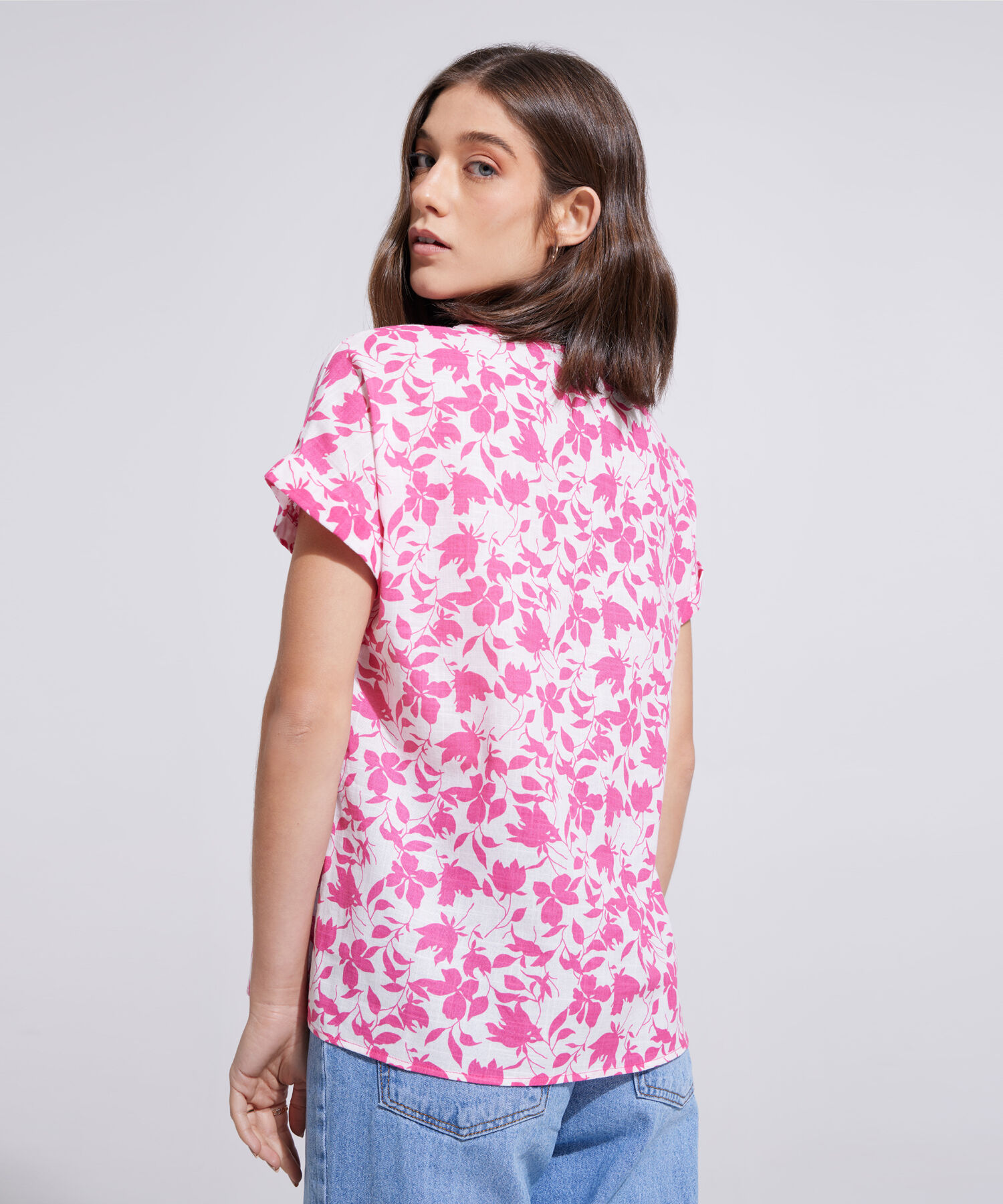 Blusa Manga Corta Corrida Estampada