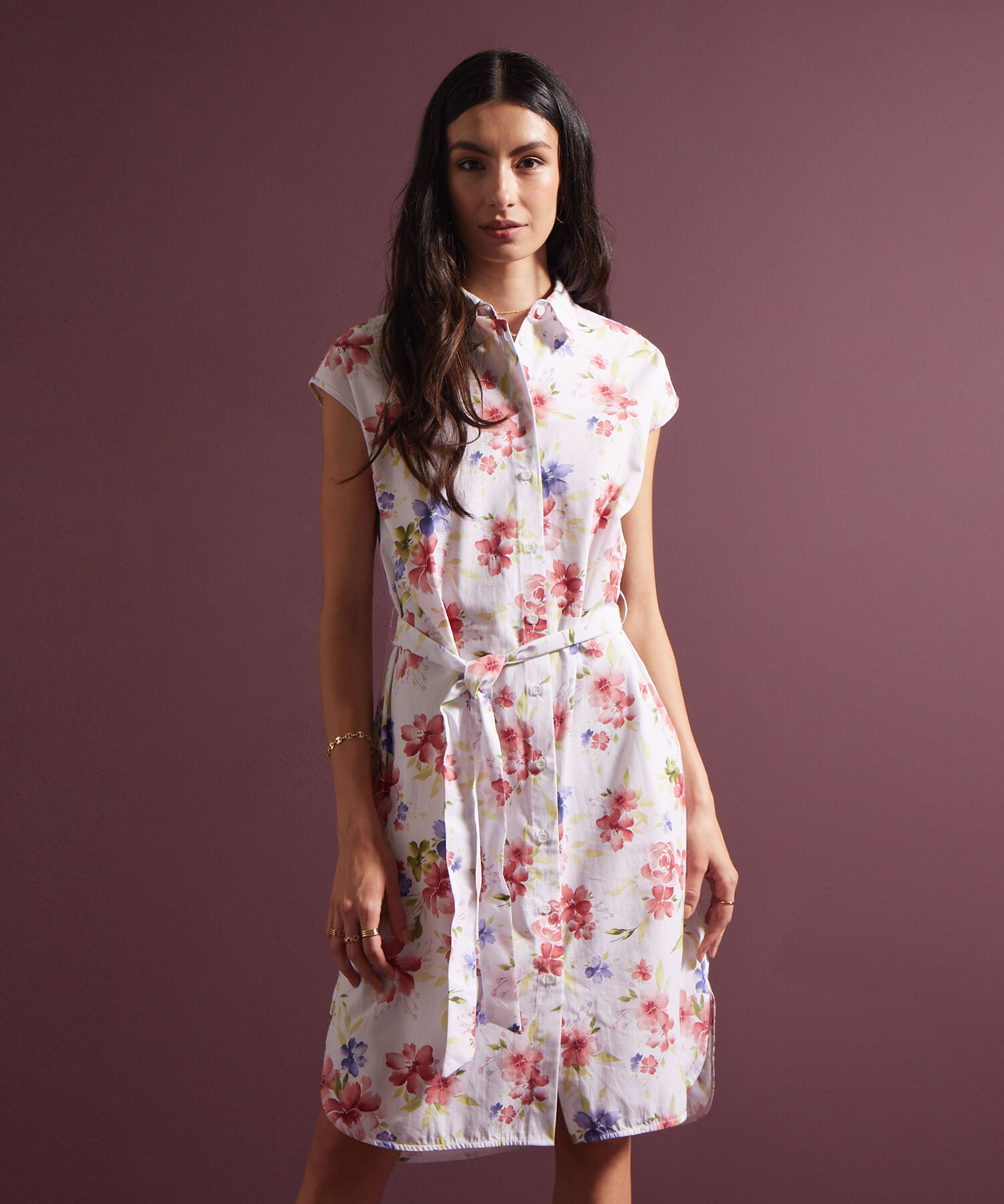 Vestido Camisero Estampado Sin Mangas