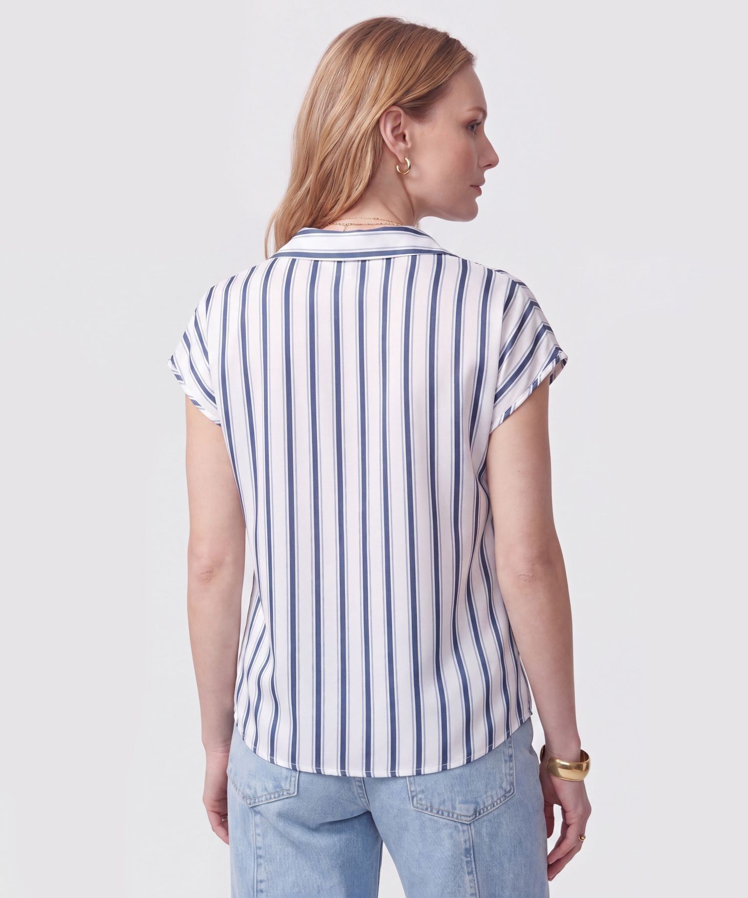 Blusa a rayas con Escote en V para Mujer