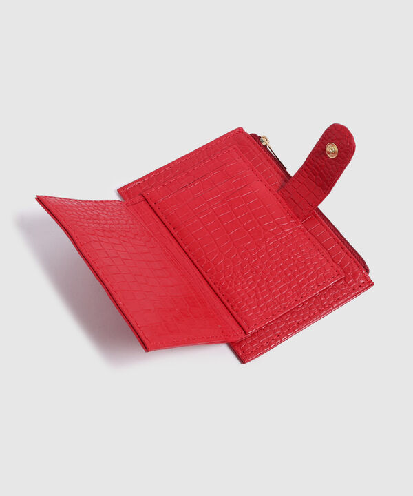 Billetera Compacta Textura Reptil Para Mujer image number null