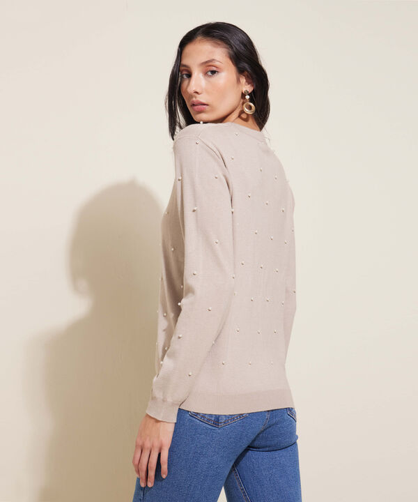 Saco Cuello Redondo Con Perlas