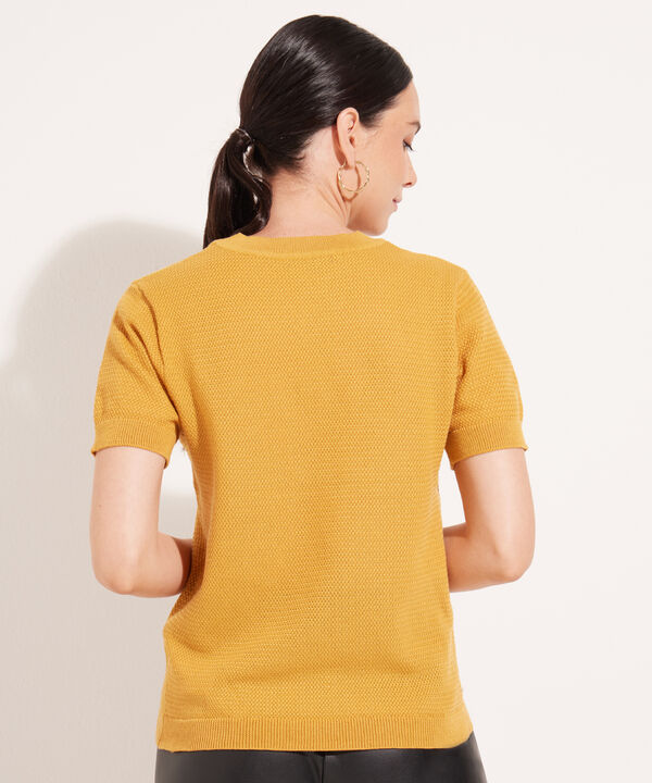 Camiseta Tejida Manga Corta Cuello Redondo