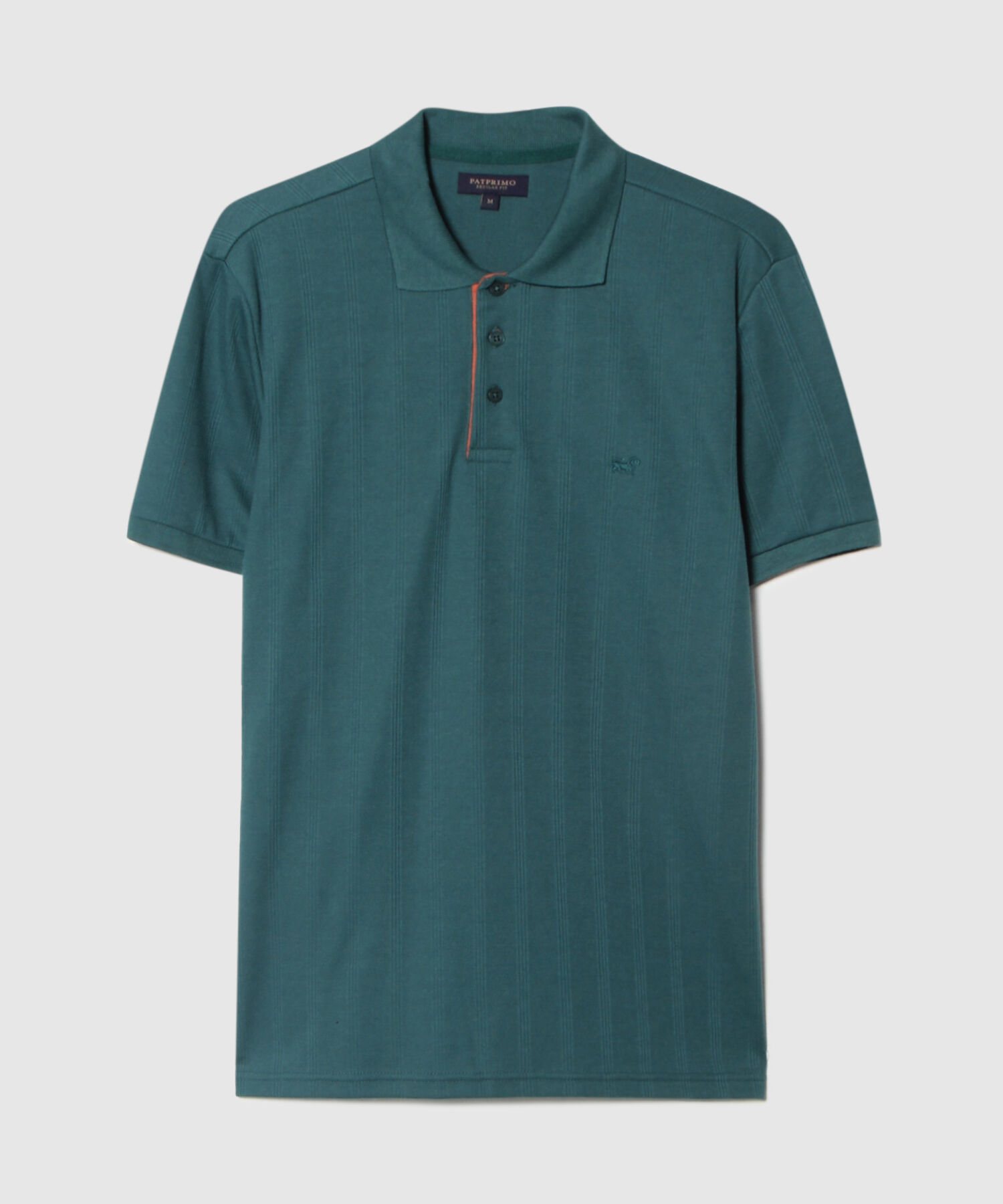 Polo Unicolor Con Textura, Cuello Y Puños Tejidos, Regular Fit