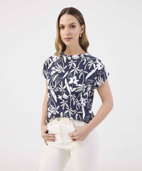 Camiseta Fluida y Manga Corta Para Mujer