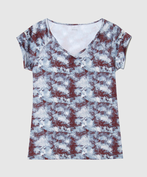 Camiseta Para Mujer, Cuello En V, Manga Corta, Estampada