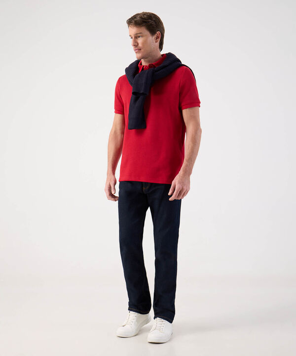 Polo Clásico de Manga Corta Textura Acanalada Para Hombre image number null