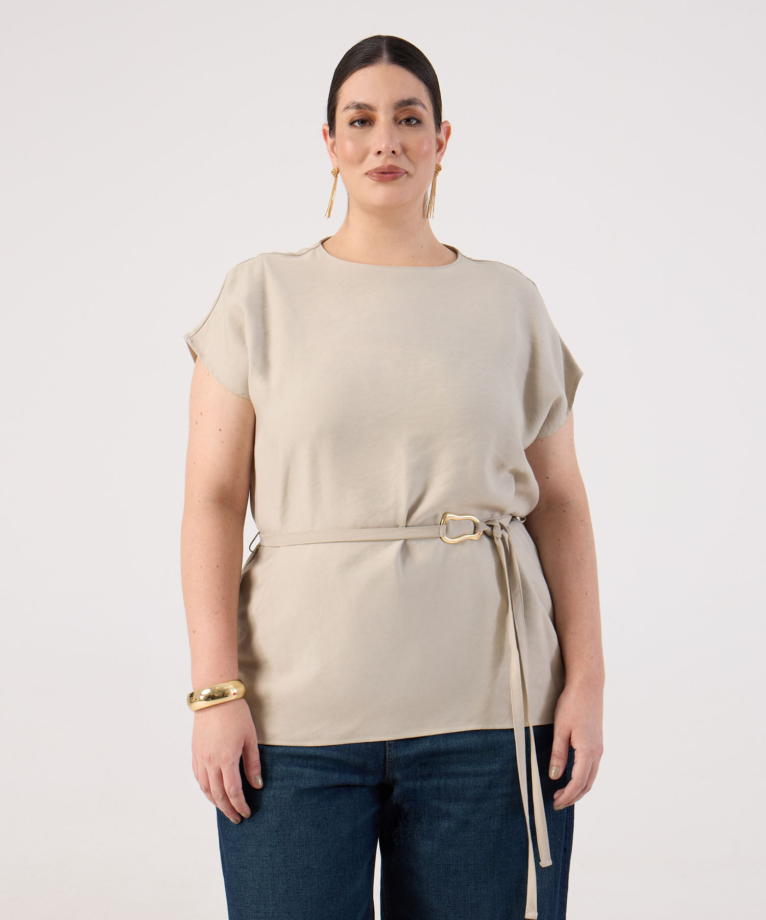 Blusa con cinturon para mujer curvy