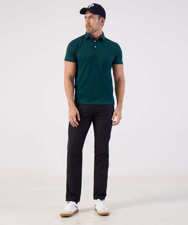 Polo Unicolor, Cuello Duro Con Bolsillo Y Silueta Regular Fit Naranja image number null