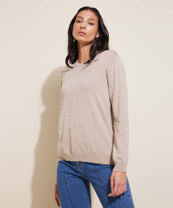 Saco Cuello Redondo Con Perlas image number null