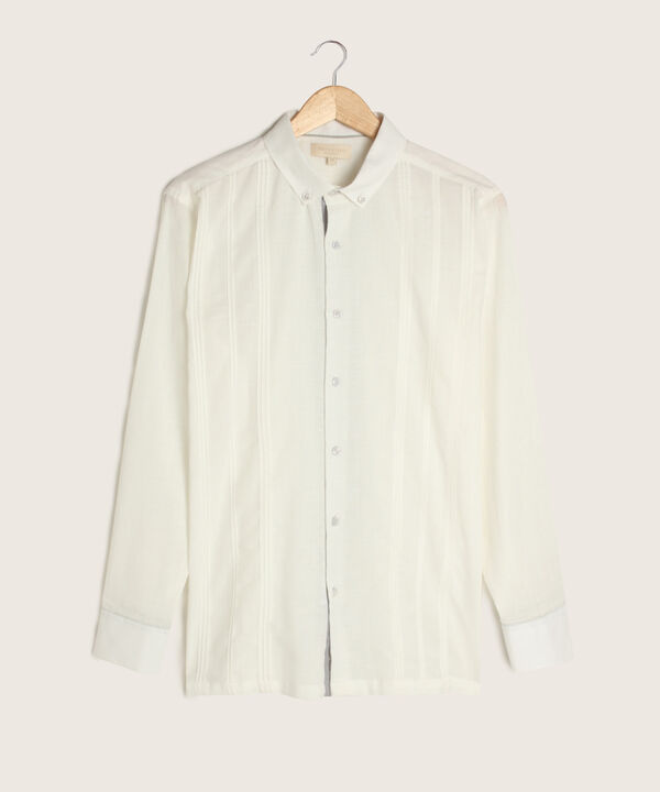 Camisa Guayabera Manga Larga Cuello Camisero