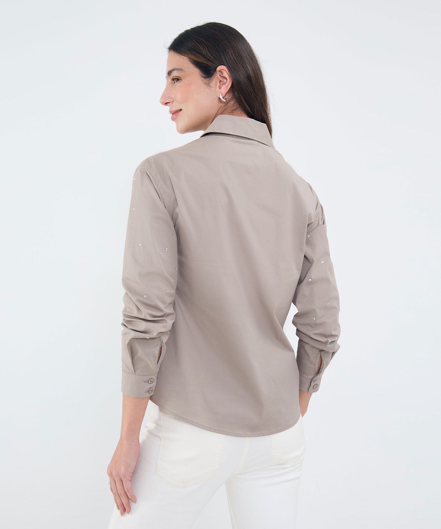 Camisa Manga Larga Con Pedrería