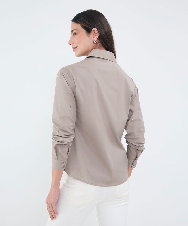 Camisa Manga Larga Con Pedrería