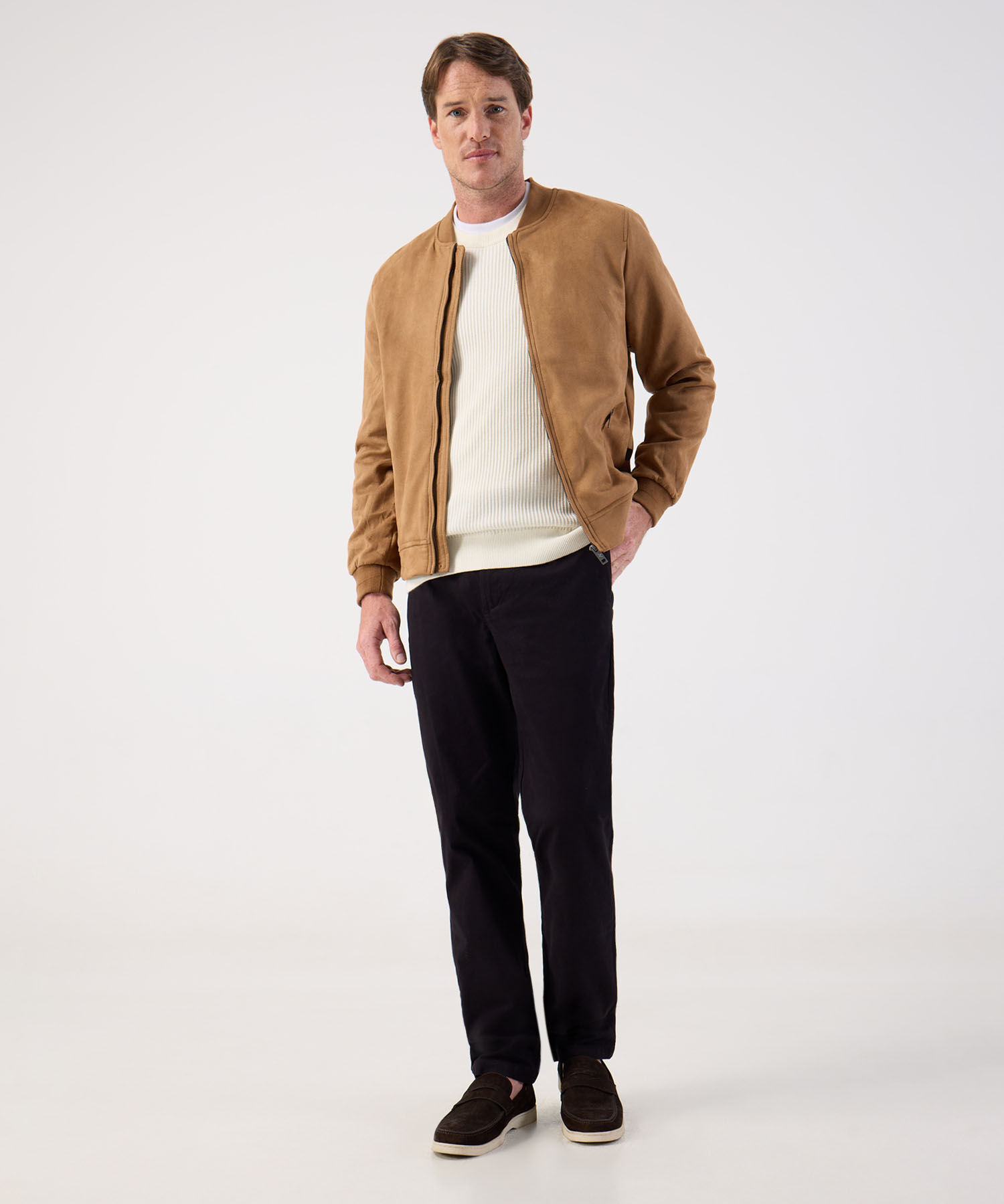 Buzo de Tejido Acanalado Cuello Redondo Para Hombre