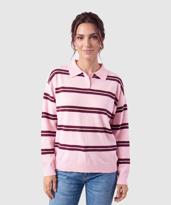 Polo Manga Larga A Rayas Para Mujer image number null