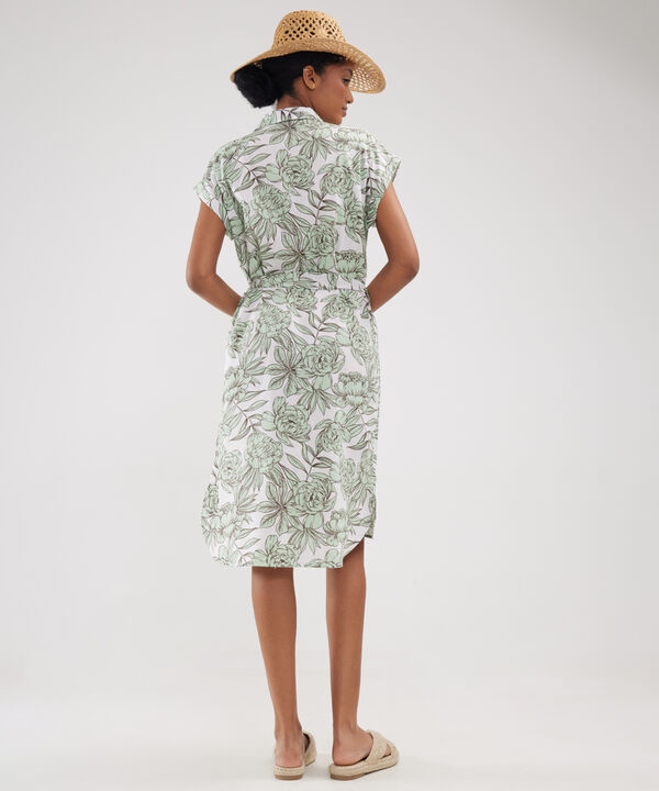 Vestido Camisero En Lino Estampado