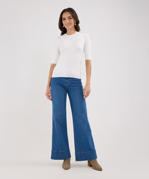 Jean Wide Leg Con Detalle En Costados Tono Azul Medio Claro image number null
