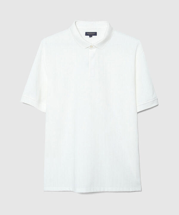 Polo Unicolor Textura Cuello Y Puños Tejidos