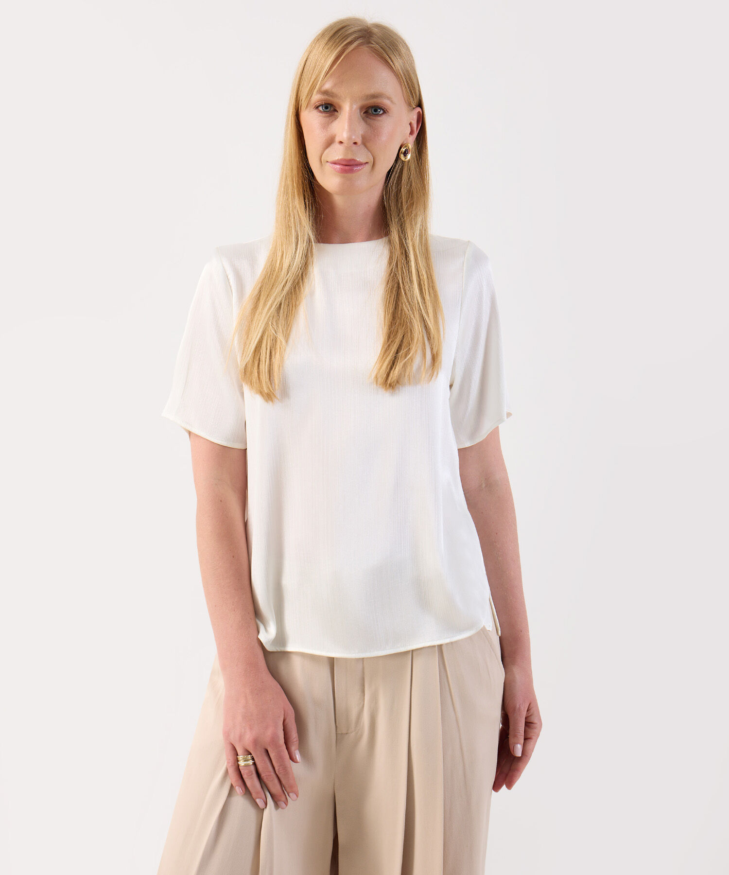 Blusa Básica Para Mujer Cuello Redondo Manga Corta