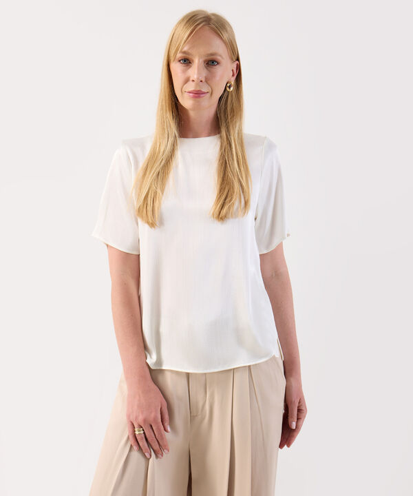 Blusa Básica Para Mujer Cuello Redondo Manga Corta image number null