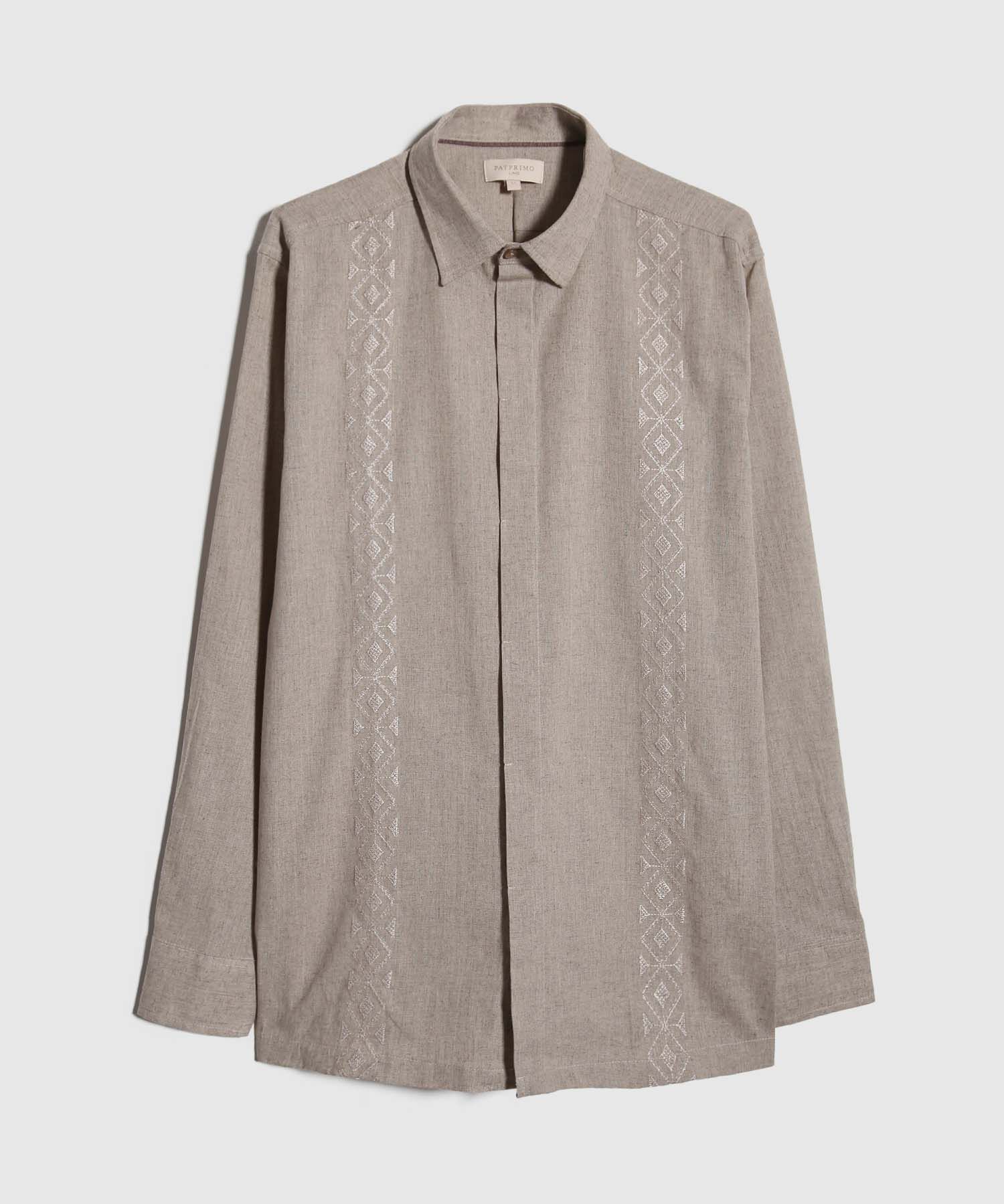 Camisa Guayabera Manga Larga Sin Bolsillo
