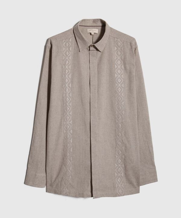 Camisa Guayabera Manga Larga Sin Bolsillo