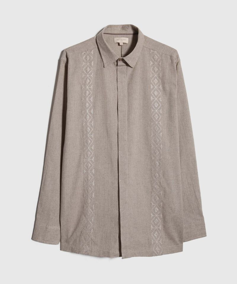 Camisa Guayabera Manga Larga Sin Bolsillo