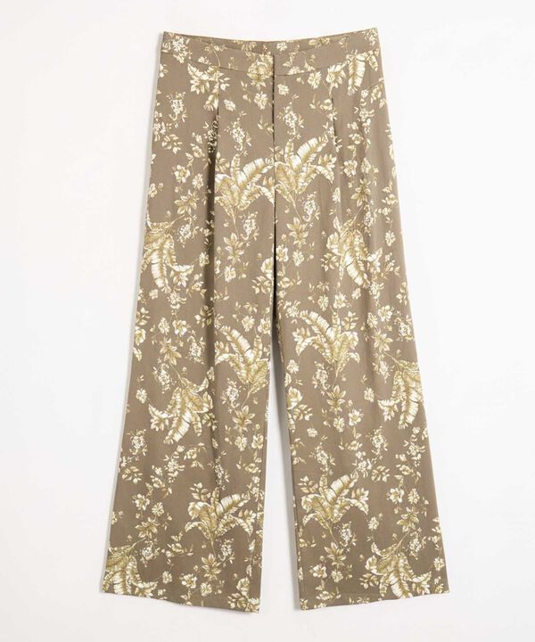 Pantalón Para Mujer Fluido Estampado Con Pliegues image number null