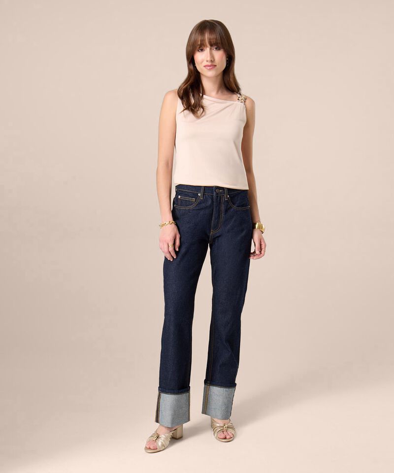 Camiseta Manga Sisa Con Detalle Met&aacute;lico Mujer