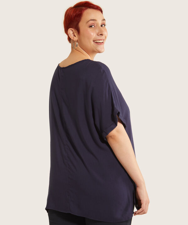 Blusa Unicolor Manga Corta Corrida Con Guardapolvo