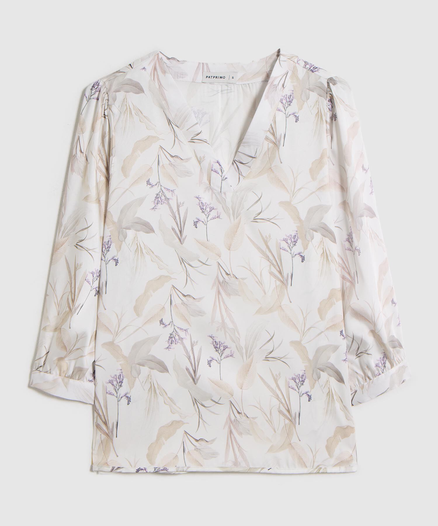 Blusa de Manga 3/4 con Escote en V para Mujer