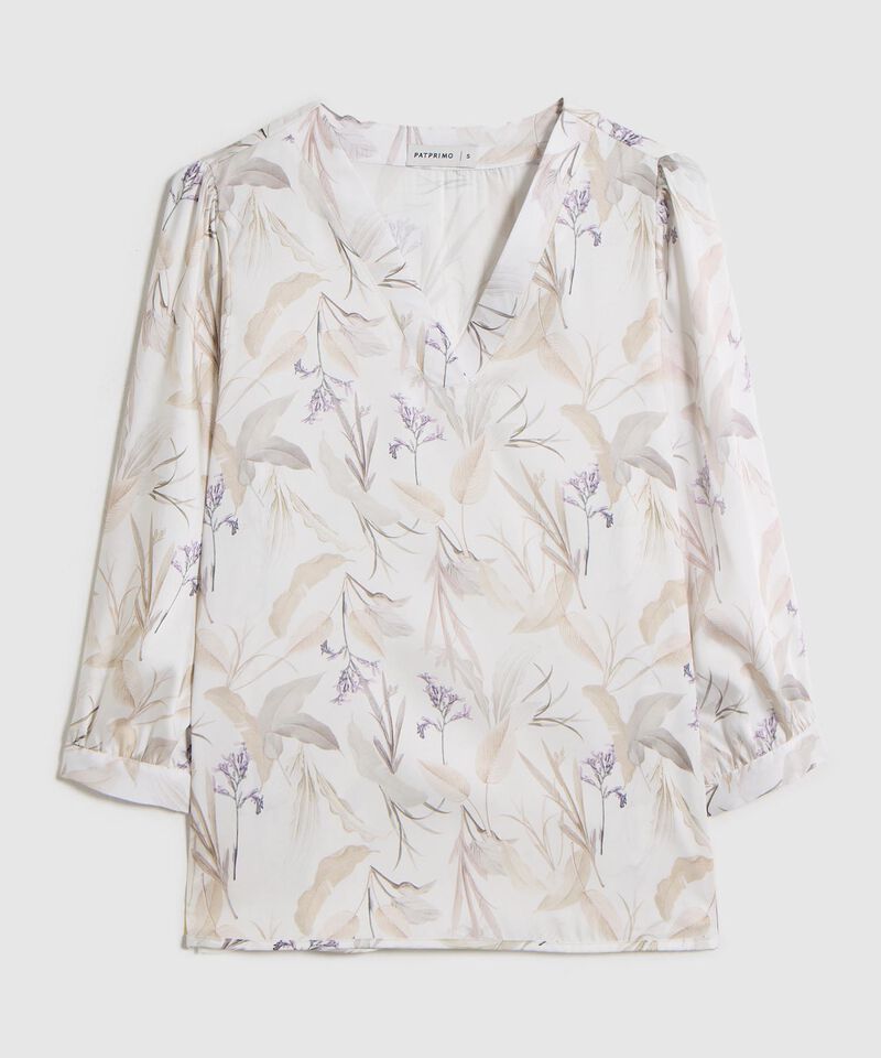 Blusa de Manga 3/4 con Escote en V para Mujer