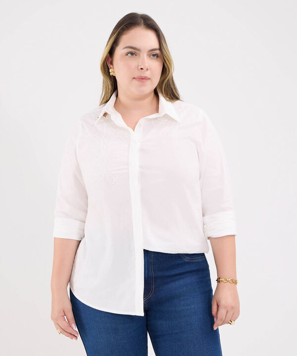 Camisa con Bordado Floral image number null