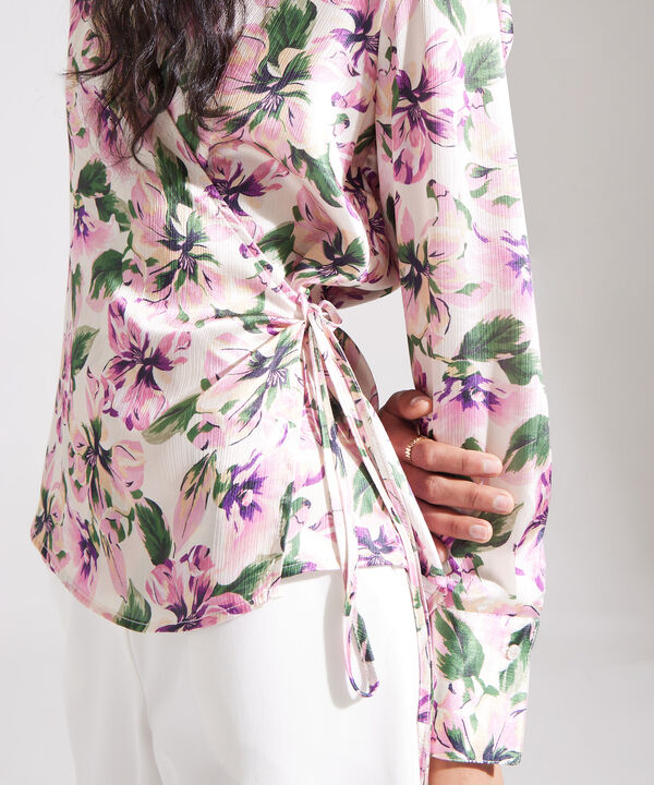 Blusa Cruzada Manga Larga Estampada