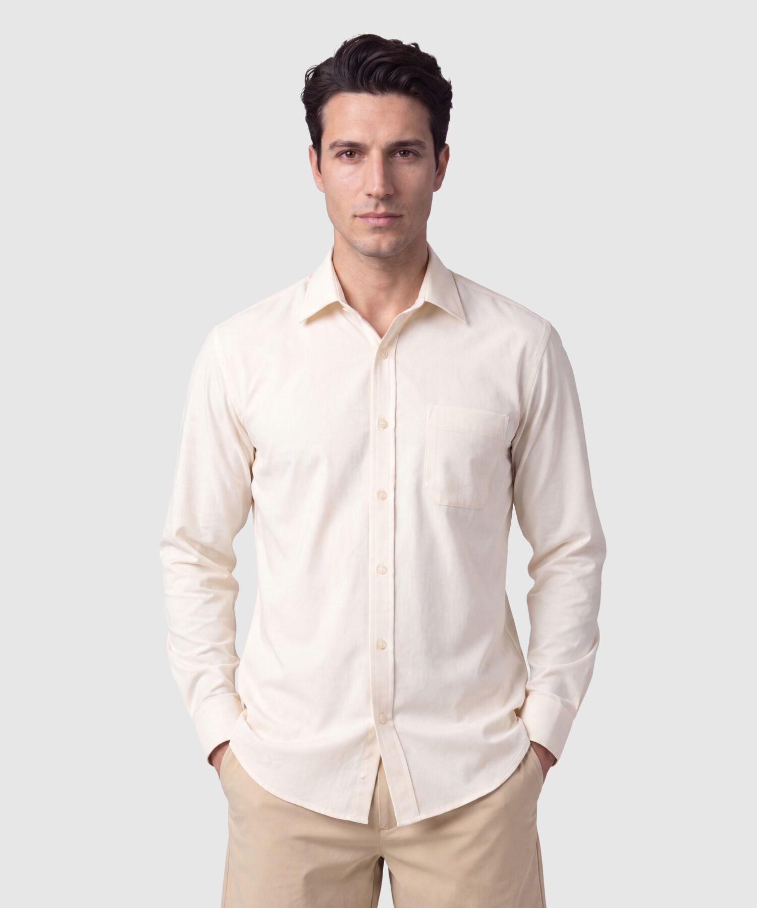 Camisa Manga Larga con Bolsillo Para Hombre